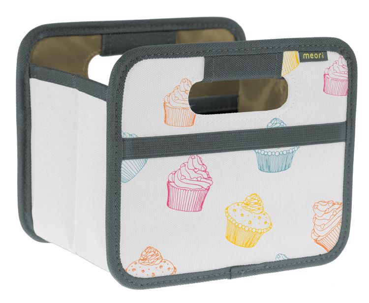 Folding box made of fabric: order mini box with cupcake print –