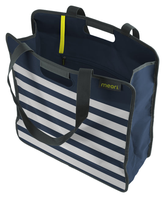 meori Faltbare Einkaufstasche L Marine Blue Stripes