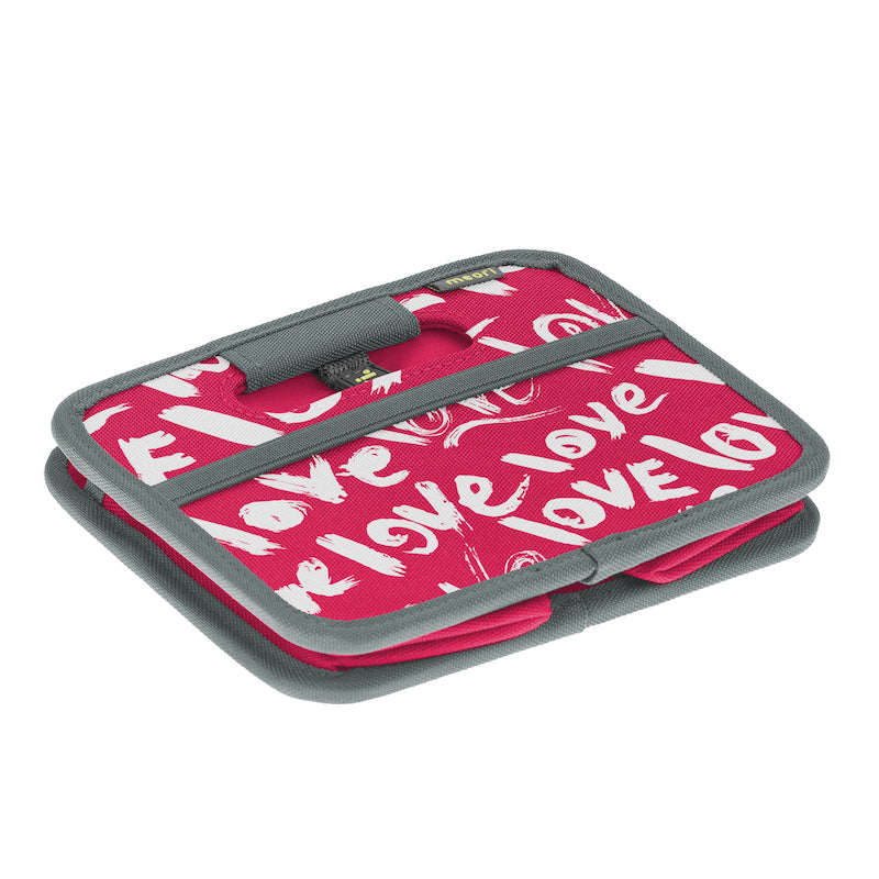Faltbox aus Stoff: Mini Box in Pink mit Schriftzug Love –